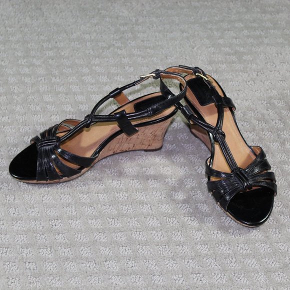 Clarks Shoes - Clarks Size 7W Black Cork Wedge Heels